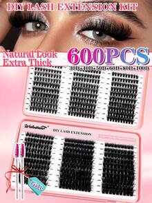 Waloshow 600pcs Fluffy 8D Lengthening False Eyelashes, 0.07mm D Curl, 30D-100D/10-18mm Mixed Length Mink Hair Individual Lashes, Natural & Soft, Suitable For Any Makeup. Eyelash Clusters, Individual Lashes, False Eyelashes - D - View 8
