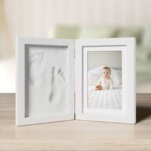 Newborn Handprint & Footprint Photo Frame With Clay, 4x6 Inch Foldable Double-Layer Frame, Available In Black Or White - 1PC - View 8