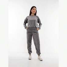 Women's Long Sleeve Velvet Set Plus Size With Pockets HF-CON-050 - Grey - View 3