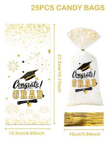 25/50/100pcs Graduation Gift Bags, Platinum Graduation Party Favor Bags, Gift Packaging Supplies, 2025 University Graduation Party Decorations, Graduation Class Graduation Souvenir Gift Packaging Bags, Graduation Decorations, Graduation Gifts - Platinum Graduation Season - View 11