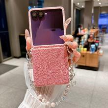 1pc Foldable Lace Side Buckle Phone Case With Lanyard & Wrist Strap, Portable Protective Cover Compatible With Samsung Galaxy Z Flip7, Z FE, Z Flip6, RAZR 50/50 Ultra, RAZR 60/60 Ultra - Multicolor - View 12