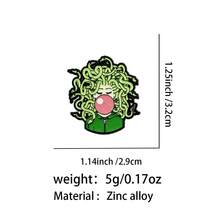 Green Snake Hair Girl Enamel Pins Funny Cartoon Figures Brooch Lapel Pin Badge On Backpack Clothing Accessories Fashion Jewelry Gifts - Green - View 12