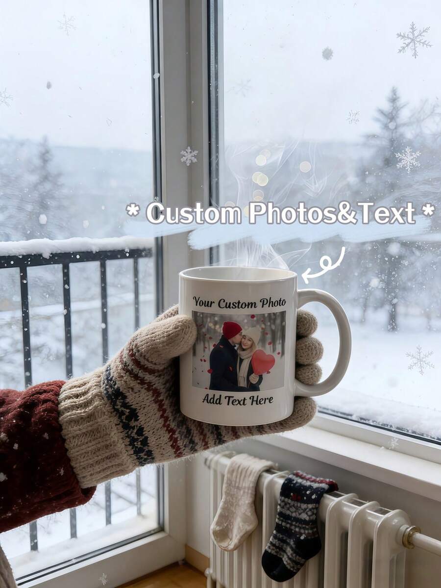 1Pc Personalized Mug, Custom Your Picture Coffee Cup,Couple Photo Mug, Romantic Gift For Friend/Family,Wedding Anniversary Gift - Multicolor 9 - View 1