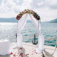 1pc 75*300cm/75*600cm Chiffon Curtain Fabric For Wedding Arch, Outdoor Window Curtain Backdrop, Transparent Arch Curtain, Suitable For Thanksgiving, Christmas, Wedding Ceremony, Party Ceiling Decor, Lavender Color Transparent Chiffon Curtain Fabric For Wedding Arch Decor - White - View 6