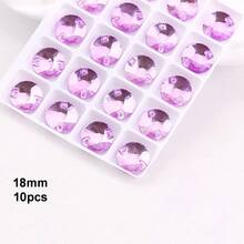 18mm, 10pcs/Pack, Flat Double-Hole Exquisite Glass Rhinestones, Round Shape, For Sewing Wedding Dresses, Handbags, Shoes Decoration, Jewelry Making Accessories - 18mm 10pcs - View 28