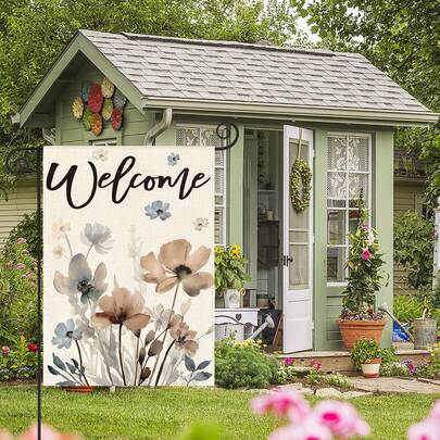 30.48 X 45.72 Cm Double-Sided Watercolor Floral Garden Flag, Seasonal Floral Welcome Yard Outdoor Flag For Spring, Summer, Autumn