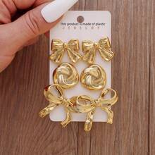 3-6 Pairs Minimalist Floral Pattern Bow Earrings Set, Multiple Delicate Flower Earrings, Suitable For Daily Wear And Party Outfits, High-Quality Gift For Friends And Family - Style 1 - View 10