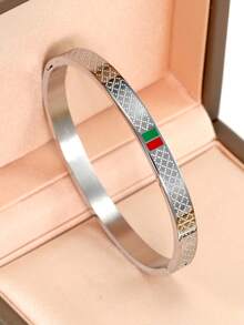 18K Gold Plated Stainless Steel Bracelet, Suitable For Women's Daily Wear, European And American Classic Popular Red And Green Color Elements Design Style, Generous Personalized Elegant Luxury Party Casual Wrist Jewelry, Wedding Jewelry Set, Girls, Women, Mothers, Relatives, Friends, Beautiful Wedding, Birthday, Valentine's Day, Mother's Day Gift. - Gold - View 5