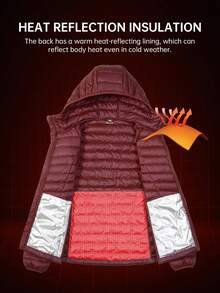 CAMEL CROWN Wantdo 女士可收纳轻便短款羽绒服（带帽） - 暗綛紅 - 查看 2