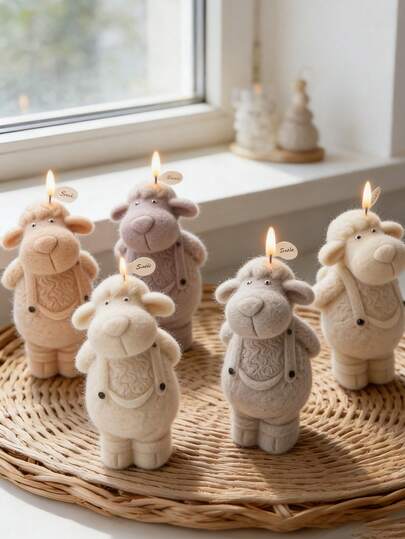 1pc Cartoon Sheep Candle Mold Multi-Function Easy Demolding For DIY Candle Soap Resin Clay Home Decoration Silicone Mold Easter Valentine's Day Christmas Birthday