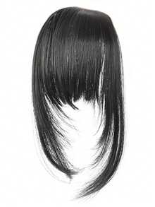 Synthetic Hair Clip-In Bangs Cut Wispy Fringe With Sideburns Dark Brown Natural Look For Women Daily Party Wear - Multicolor - View 5