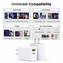 1个20W双口PD快充适配器+3.3英尺/100厘米高效USB转Type-C快充线，兼容 17系列、S25/S24/S23/S22/S21/S20 Ultra Plus， - 美規A型插(110-127V) - 查看 4