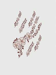 1pc Waterproof & Sweat-Resistant Washable Vintage Red-Brown Henna Temporary Tattoo, Exotic Floral Pattern, Suitable For Weddings, Festivals, Parties - Red - View 5