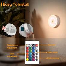 1/3/6pcs USB Rechargeable RGB Display Cabinet Ambient Light With Remote Control Adjustable Dimming Light, Timing Function, LED Light Suitable For Wardrobe, Stairs, Bedroom, Display Cabinet, Bookshelf, Counter Lighting (250mAh) - USB - View 5