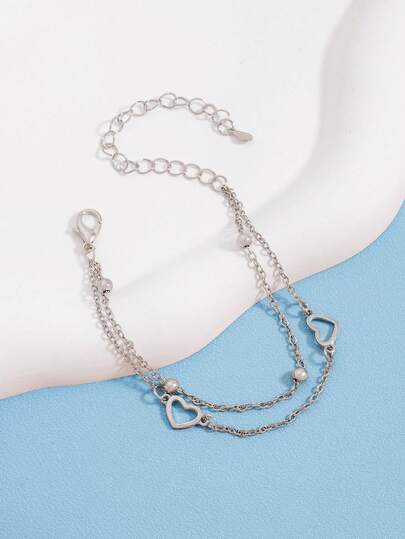 1pc Fashionable Minimalist Heart-Shaped Anklet, Can Be Worn With Outfits, Great Gift For Friends