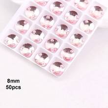 8mm, 50pcs/Pack, Flat Double-Hole Exquisite Glass Rhinestones, Round Shape, For Sewing Wedding Dresses, Handbags, Shoes Decoration, Jewelry Making Accessories - 8mm 50pcs - View 27