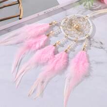 2 Pcs Dream Catchers, Small Handmade Feather Dreamcatcher Supplies Car Charm With Crystal Beads Wall Hanging Decor For Home Car Decoration Ornament Women Friend Gift(White + Pink) - Butterfly - View 3