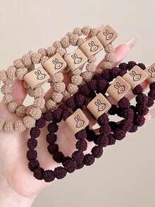 10pcs Stretchy Cute Rabbit Design Hair Ties, Versatile Daily Use, Great Mother's Day Gift - Multicolor - View 5