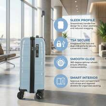 A 20-Inch PP Softshell Carry-On Suitcase Plus A 14-Inch PP Softshell Cosmetic Bag Luggage Set. Silent Swivel Wheels For 360° Rotation. Durable And Shock-Resistant Patchwork Design. The Best Choice For Business Trips Or Travel. Blue. - 藍色 - 查看 3