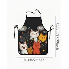 1pc Apron Printed With Cute Cat Pattern, Suitable For Men And Women Home Kitchen Use - A - View 4