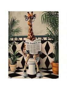 1 Set Adult Animal Toilet Giraffe Digital Oil Painting Kit - Canvas, Acrylic Paint Art Set, Unframed 40x50cm/16x20 Inch - Multicolor - View 8