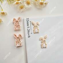 2 piezas de cortadores de arcilla polimérica con forma de conejo, cortadores de arcilla con patrón de conejo en relieve para hacer colgantes y joyas DIY, herramientas de manualidades de arcilla polimérica con temática del Día de Pascua - Conejo - Ver 7