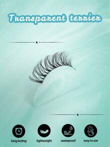 10 Pairs Clear Band Faux Mink Lashes Spiky Cat Eye Lashes Natural Eyelashes, Look Like Eyelash Extensions, 3D Lashes False Eyelashes - Black - View 7