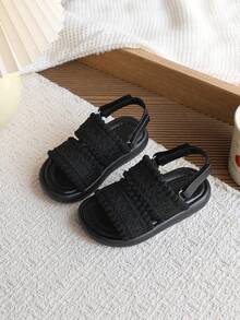 1 Pair Children's Summer New Soft Bottom Fashion Versatile Outdoor Non-Slip Criss-Cross Lace Flat Sandals - Black - View 6