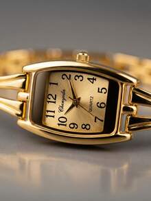 1件女士亮金色光滑金属合金表带简约镂空手镯式设计现代时尚优雅简约奢华低调时尚模拟显示可靠石英表女表手镯表腕表优雅时计休闲外出商务会议晚宴开斋节庆祝活动周末 - 金色 - 查看 2