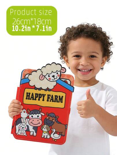 1pc Baby Infant Farm Theme Tear Tear Non-Woven Fabric Book, Montessori Infant Toy With Hook And Loop, Quiet Book For Early Education, Logic Training Infant Game Toy Book, Suitable For Ramadan, Children's Day, Easter Celebration, Birthday Gift