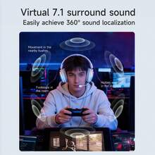 AJAZZ AHW10 Wired Gaming Headset, Virtual 7.1 Surround Sound For Precise Positioning, Wired Connection, RGB Lighting, Adjustable Metal Headband, High-Performance (Freely Adjustable Via Web Driver) - View 6