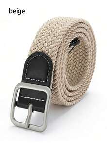 Elastic Waist Belt, Canvas Woven Belt, Versatile Casual Pin Buckle Belt, Suitable For Men And Women - Square Buckle - View 4