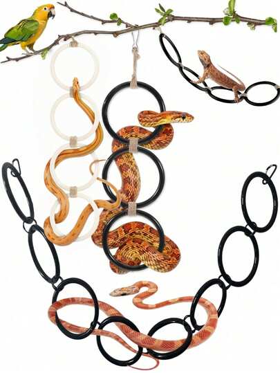 Reptile Climbing Ring, Ball Python Climbing Chain Toy, Glass Container Cage Decor Accessories Suitable For Corn Snake, Hognose Snake, Bearded Dragon, Lizard, Chameleon, Parrot