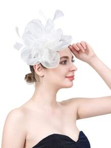 Fascinators Hat Tea Party Headwear Ribbons On A Headband And A Clip For Girls And Women,Summer,Beach,Wedding - White - View 2