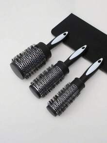 1支女士黑色尼龙刷毛卷发棒，带耐热铝管和刘海造型工具，在家轻松打造卷发造型 - 彩色 - 查看 1