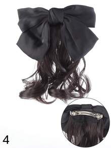 1个女孩红色蝴蝶结卷发马尾发夹（弹簧夹款式），可爱公主风发饰。 - 彩色 - 查看 11