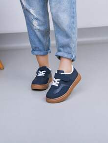 1 Pair Children's Canvas Shoes, 2026 Spring/Autumn Style, Unisex Casual Shoes, White, Suitable For Elementary And Middle School Students, All Seasons - Blue - View 3