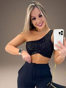 Women Tops - 黑色 - 查看 1