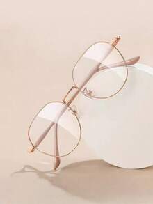 1副超大方形实心金属眼镜框，适合派对、休闲外出，韩式极简纤细设计，女士配饰 - 彩色 - 查看 8