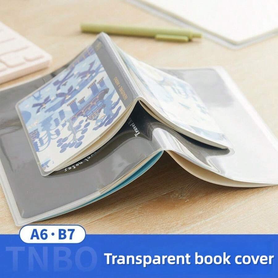 1pc A6/A7 Book Cover, ID/Planner Notebook Protective Case, Dirt-Resistant/Scratch-Proof, Transparent Clear Minimalist Style - Single Piece - View 1