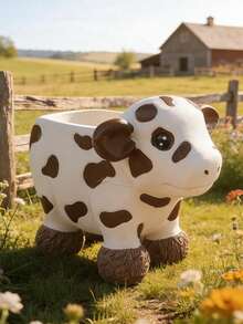 可爱的奶牛造型树脂花盆，底部有排水孔，是室内外皆宜的可爱动物造型多肉植物盆栽，充满奇趣的农舍风格，可摆放在书桌、窗台、露台、花园等处，非常适合种植仙人掌、香草、小型植物，是送给植物爱好者和家居装饰爱好者的独特礼物，经久耐用且轻巧。 - A - 查看 3