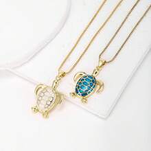 1件18K镀金铜海龟吊坠项链，奢华简约珠宝，女士礼物 - 吊墜項鍊 - 查看 3