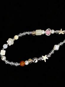 奢华珍珠元素 1 件装珍珠玛瑙串珠钥匙扣 百搭ins风 奢华质感手机挂绳 防丢 适合作为礼物送给母亲、家人、朋友 生日 节日 手机挂饰 春季礼物 - 彩色 - 查看 6