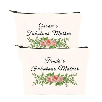 2pcs Mother Of Bride/Groom Makeup Bag, Fashion Minimalist Cosmetic Pouch, Wedding Gift For Mom, Wedding Decor, Creative Marriage Gift