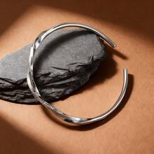 1件独特无限循环手链，S925纯银实心开口莫比乌斯环，简约小众珠宝，女士礼物 - 銀色 - 查看 6