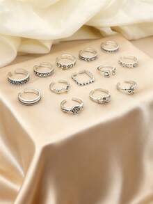 9 Pcs Adjustable Foot Ring Set Snake Butterfly Dragonfly Dolphin Heart Leaf Etc Shape Foot Ring Set For Women Girls - Antique Silver - View 4