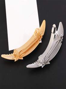 1pc Fashionable Rhinestone Cute Star & Moon Hair Clip, Suitable For Daily Use And Holidays - Multicolor - View 3