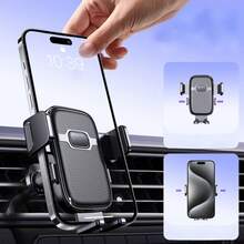 360°旋转单手快拆车载手机支架 - 防滑稳定夹式支架，适用于4-7英寸安卓/iOS智能手机（黑色） - 黑色 - 查看 4