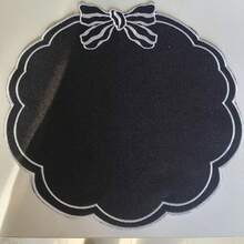 Bow Embroidered Placemats Linen Heat-Resistant Placemats For Home Restaurant Party And More - Black - View 1
