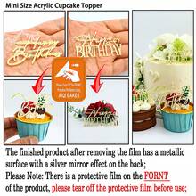 5 piezas de decoración de postre dulce de tamaño mini de acrílico con mensaje de "Feliz Cumpleaños" para decorar cupcakes para el Día de la Madre y el Día del Padre - Ver 4